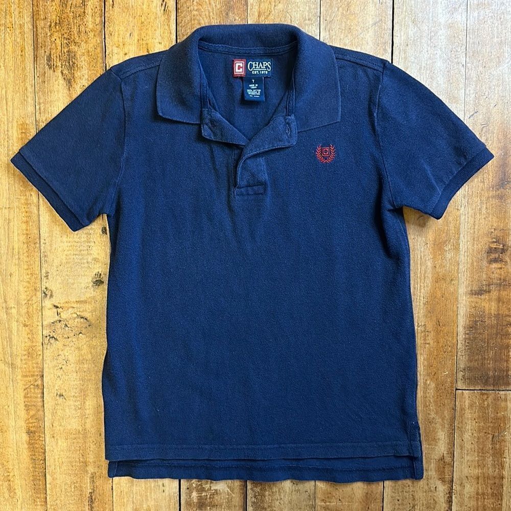 Chaps Polo Shirt Blue short sleeve shirt Cotton Preppy Spring
